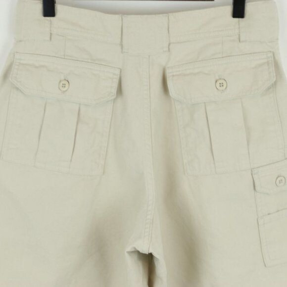 Cabela's Women's Size 8 Cream Cotton 8-Pocket Pleated High Waist Cargo Shorts - Picture 4 of 10